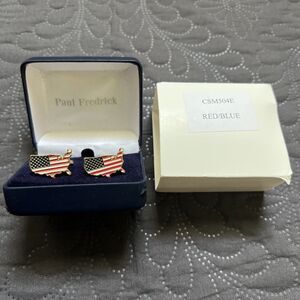 Paul Fredrick Cufflinks Enamel America The Great Gold Made In Italy MSRP $99